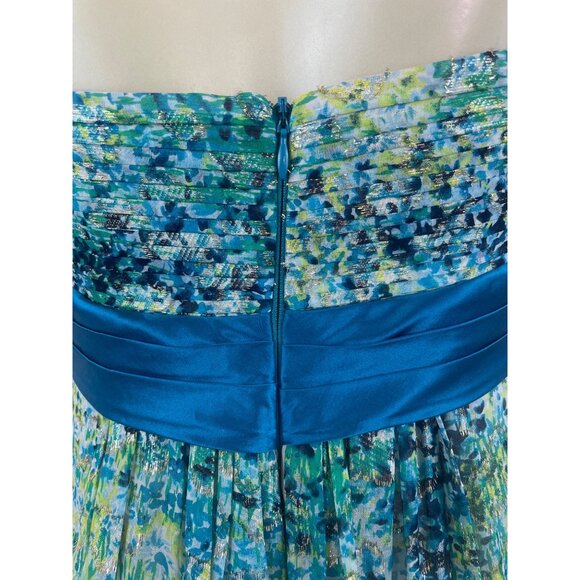 BCBG Maxazria Women's Green and Blue Empire Dress Sz 6 (EUR 36) - Picture 6 of 9
